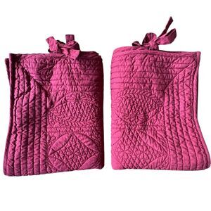 Pottery Barn Quilted Heirloom Side Tie Linen Cotton Cranberry Red Pillow Shams